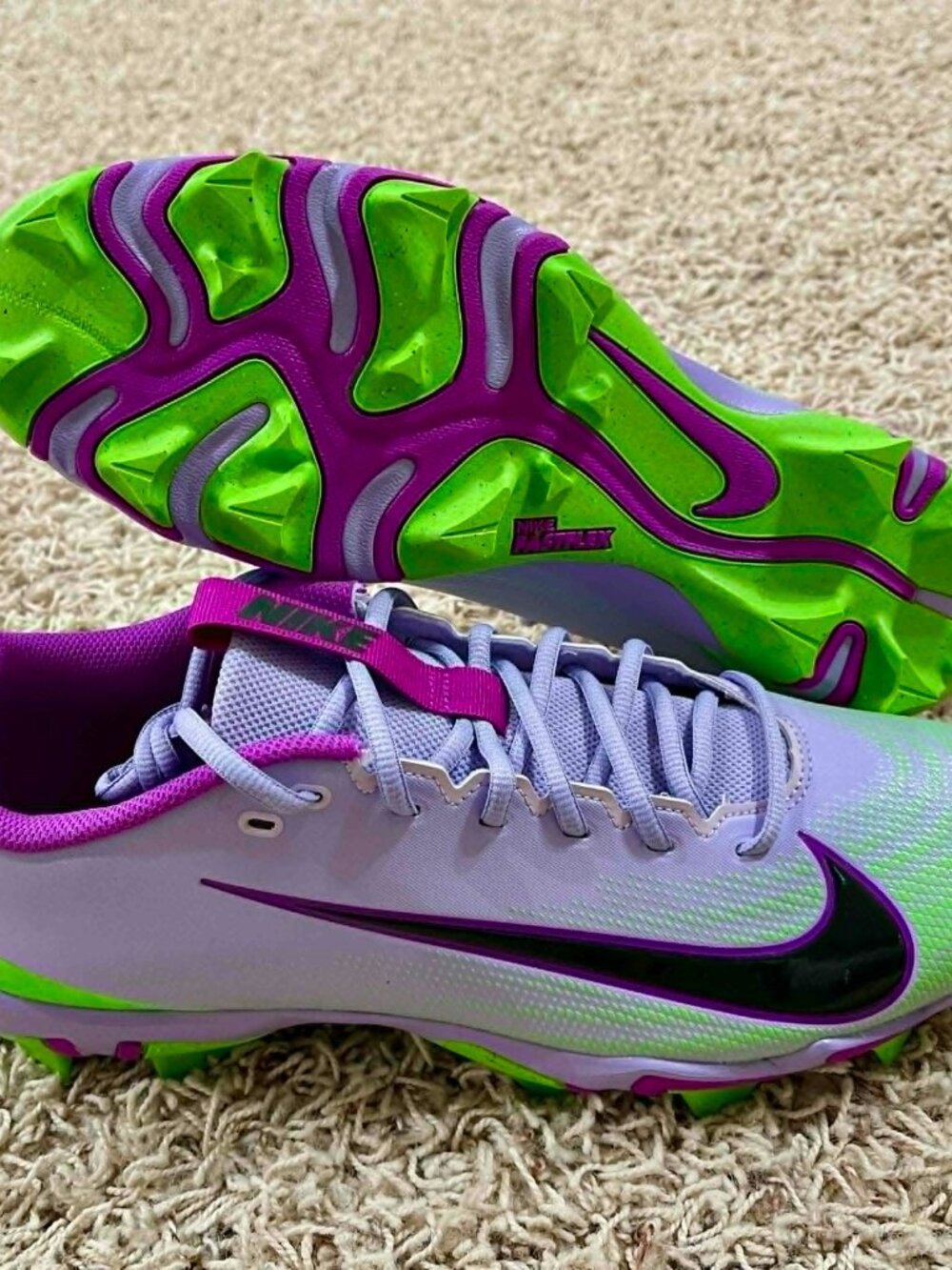 Nike Vapor Shark 3 Football Cleats Purple Green HJ4575-500, Men’s Size 12 (New)